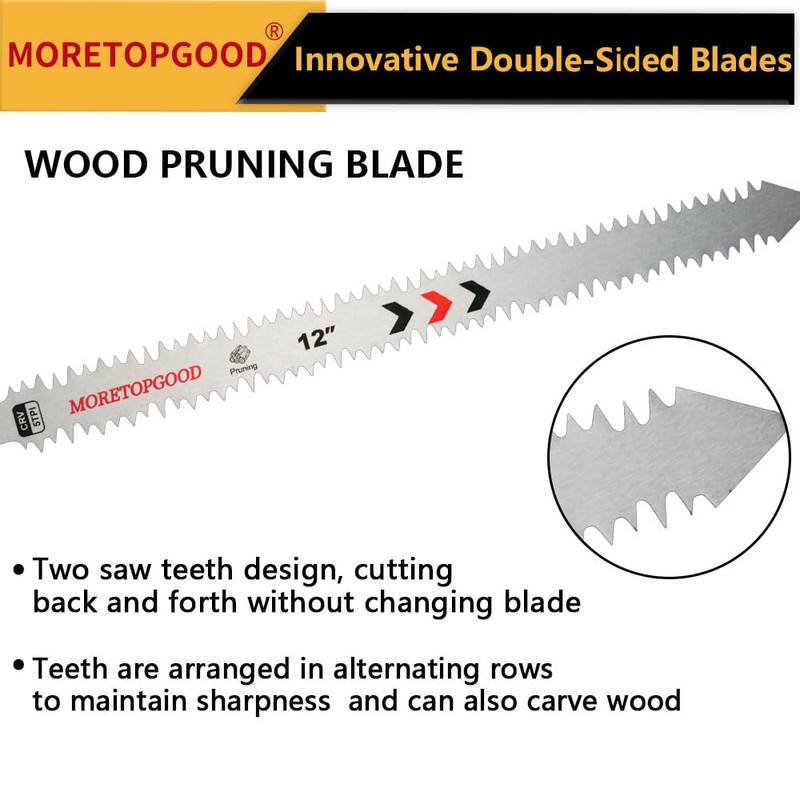MORETOPGOOD Double-Sided Teeth Reciprocating Saw Blades,12 Inch Wood Pruning Japanese