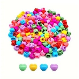 Mini Hair Claw Clips/Hair Bead Clips, 50-Piece Set, Mix Colourful Star and Heart Shapes, Girls' Hair Accessories (Mix Colourful Hearts)