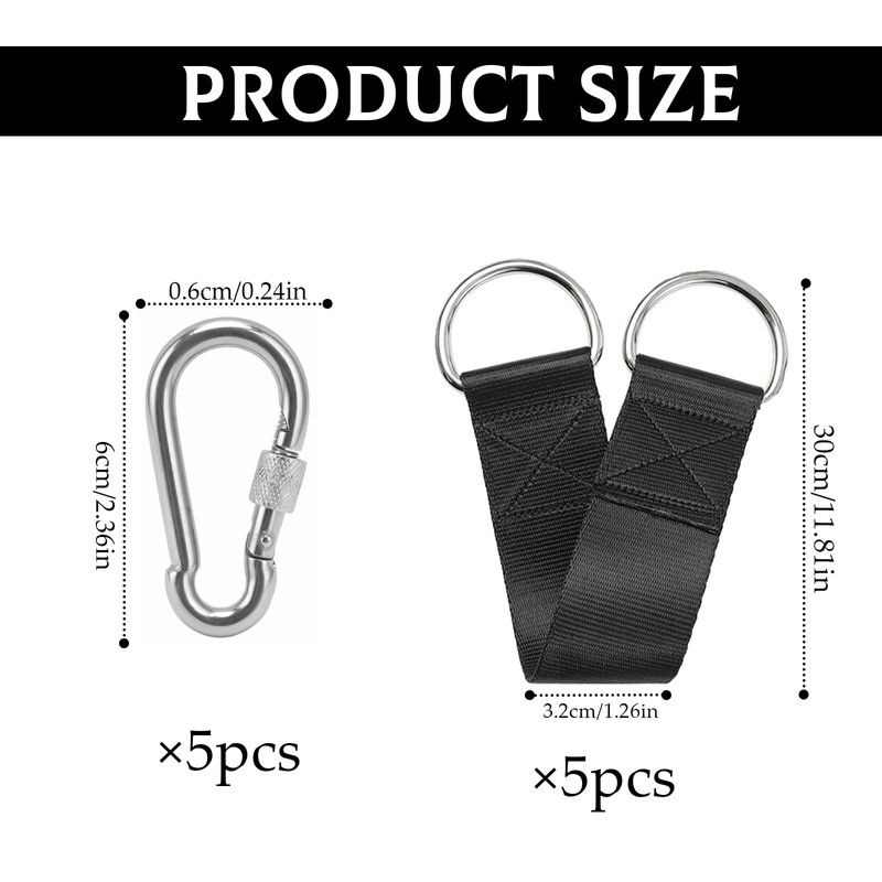 Jyinelx 5 Sets Tree Swing Straps Hanging Kit Straps, 30cm