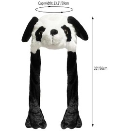 Hat with Movable Ears, Rabbit Ears Hat Plush, Rabbit Hat with Wiggle Ears, Movable Ear Rabbit Hat, Cosplay, Holiday, Christmas, Carnival Party Gift for Adults, Children (Panda)