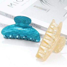 Reaky Acrylic Claw Clips Pink Hair Clip Cute Medium Hair Claws Hair Accessories for Women (royal blue+khaki)