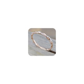 Metemjiao 14K Rose Gold Stack Twisted Ring Twist Ring Stackable Diamond Rings Wedding Party Women Fashion Jewelry for Women (10)