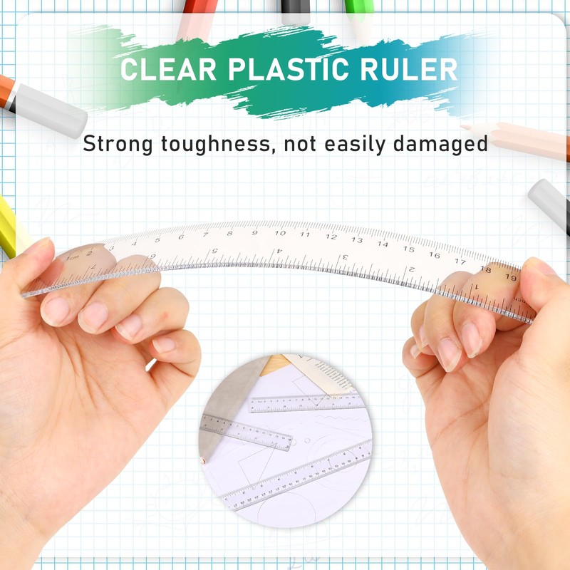 3 Pack 6 Inch 8 Inch 12 Inch Ruler Set