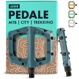 AARON Dirt MTB Plastic Pedals with Sealed Industrial Ball Bearings, Non-Slip with 8 Interchangeable Pins, Platform Bike Pedals for Dirt Bike, E-Bike, Downhill, Trekking