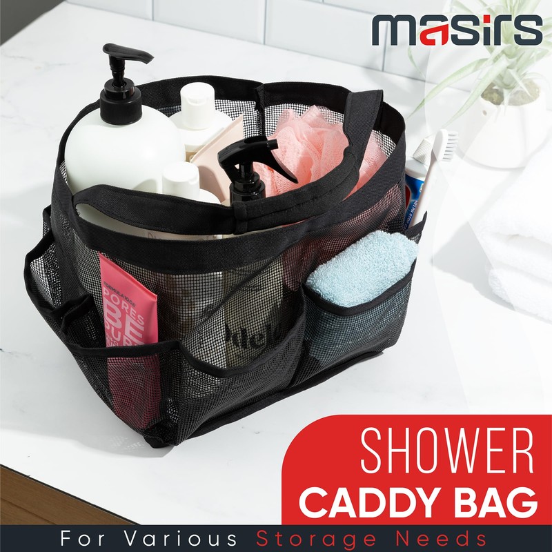 Masirs Mesh Shower Caddy Bag - (9 Pocket) Large Collapsible,