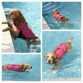 Doglay Dog Life Jacket, Dog Life Vest for Swimming Boating, Adjustable Puppy Life Jacket with Reflective Stripes, Superior Buoyancy Dog Swimming Vest for Small Medium and Large Dogs