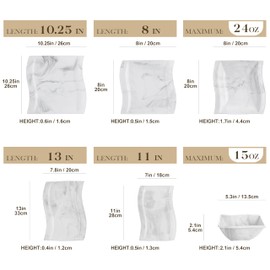 MALACASA Square Dinnerware Sets, 26-Piece Marble Grey Plates and Bowls Sets, Porcelain Dinner Set Microwave Safe, Kitchen Dinnerware Plates Set, Dishes and Bowls, Service for 6, Series Flora