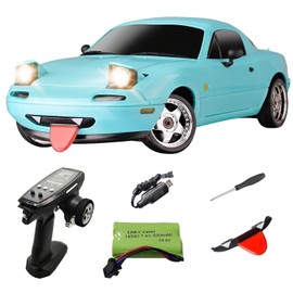 SVERTIBO LD1804 1/18 Scale RC Drift Car, Mini Mazda MX-5 RC Model Car 2.4GHz RWD Miata RC Vehicles with Gyro for LED Lights for Adults Hobby Toys