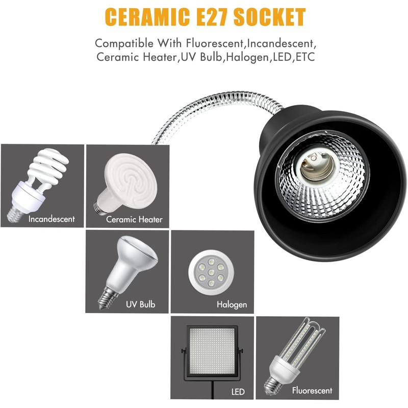 25W Heat Lamp with Holder UVA UVB Basking Lamp with