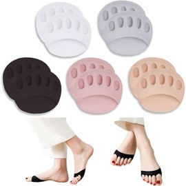 Ball of Foot Cushions Honeycomb Fabric metatarsal Pads Invisible Socks Pads for Women and Men Reusable Forefoot Pads, 5 Pairs (Style1, One Size)