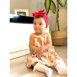 Baby Girl Headbands-Newborn Infant Toddler Cotton Soft Handmade Hairbands with Big Flower Child Hair Accessories Baby Shower Birthday Gift (Red, 0-6 Month)