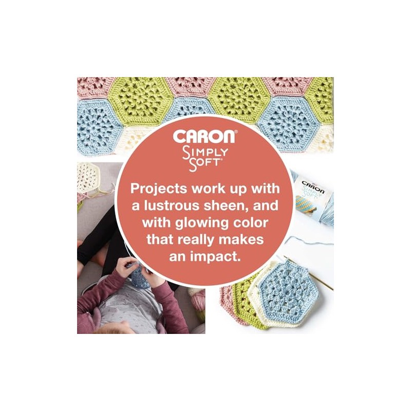 CARON Simply Soft Speckle Yarn, Blue Gingham
