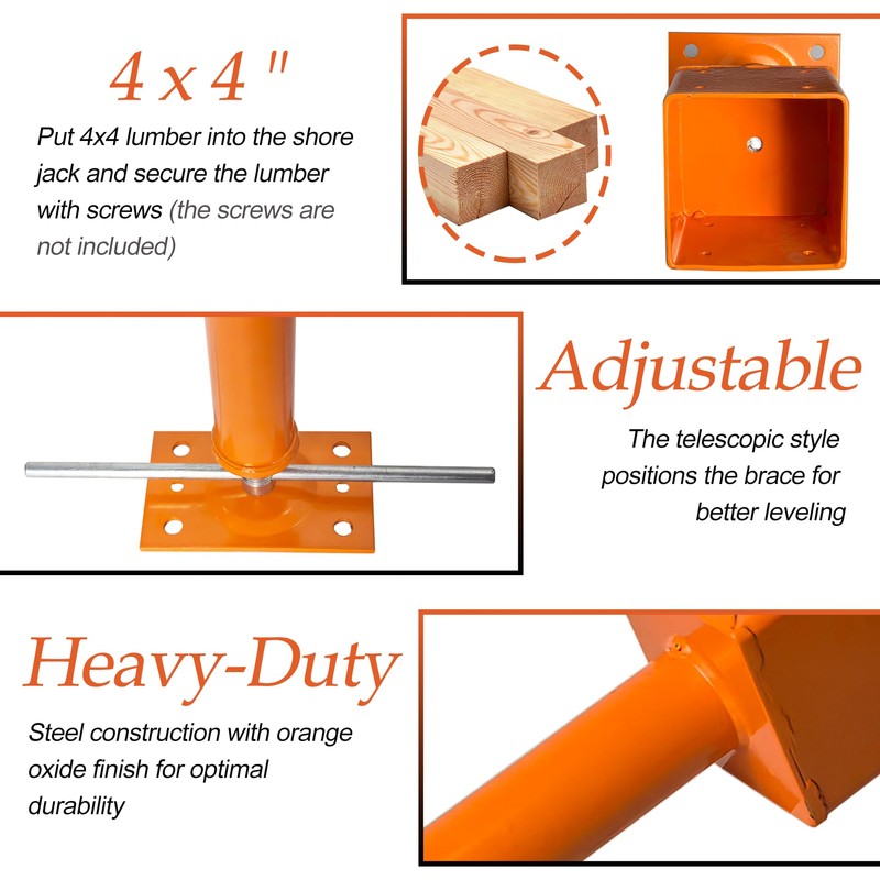 4x4 Screw Jack, 2 Pack Adjustable House Floor Jacks for