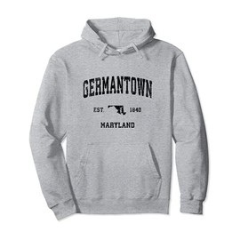 Germantown Maryland MD Vintage Sports Design Black Print Pullover Hoodie