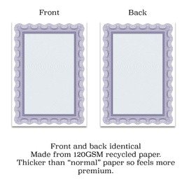 25 x Blue Certificate Paper Printed on Premium 120GSM Paper