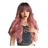 Peluca Larga Ondulada Cosplay Para Mujer Con Flequillo Rosa