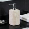 Ivory Travertine Soap Dispenser, Refillable Bathroom Liquid Dispenser with Stainless