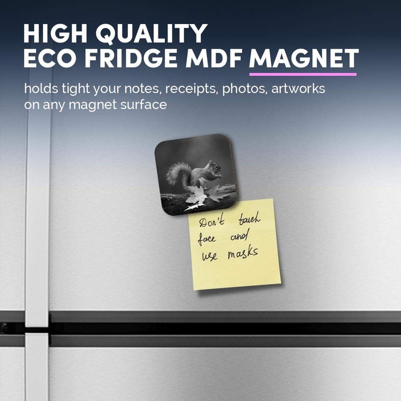 1 x Square MDF Fridge Magnet - Cute Cheeky Squirrel