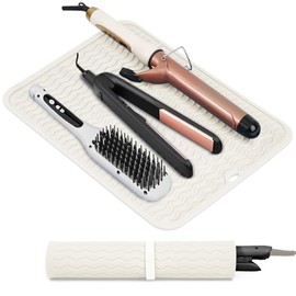 Suafrnut Oversize Silicone Heat Resistant Mat, Portable Travel Mat Cover for Curling Irons, Flat Irons, Hair Straightener and Hot Hair Styling Tools(14.2" x 11")