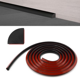 Silicone Flexible Quarter Round Molding, Self Adhesive Peel and Stick Waterproof Rubber Baseboard Trim, Bendable Trim for Floors, Cabinet Edges,Corner Caulk Strip (98Inch, Black)