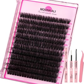 Fluffy Lash Clusters Kit 80D Lash Extension Kit 12-20MM Thick Eyelash Clusters Individual Lashes Clusters Kit With Lash Bond and Seal and Lash Tweezers Waterproof Cluster Eyelash Extension Kit