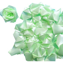 100 Pcs Premade Satin Ribbon Rose Petals Half-Finished Crafting DIY Eternal Flowers Bouquets & Floral Art Perfect for Weddings Birthdays Anniversaries,Engagements