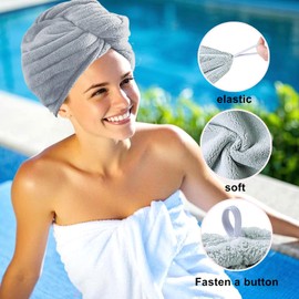 AGKXHDEC Microfiber Towel, Hair Turbans for Wet Hair, Drying Hair Wrap for Women(The Color of The Picture is for Reference only) (Light Blue,Light Green,Gray)