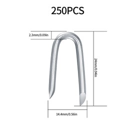 wugongshan 250 Pcs Steel Wire Fencing Staples, Wire Staples, Galvanized Steel Fence Staple Nails, Heavy Duty U-Shaped Fasteners Nails for Woven Wires Mesh Fencing