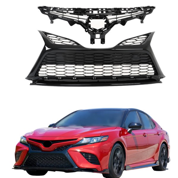 Silscvtt Front Upper and Lower Grille Glossy Black without Parking