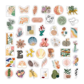 QTL Boho Stickers 110Pcs Retro Aesthetic Stickers for Water Bottles Laptop Planner Junk Journal Scrapbook Vinyl Waterproof Sticker Pack Bohemia Rainbows Sticker