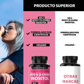 Inositol 40:1 | Myo Y D-chiro Inositol 100% Puro Premium En Cápsulas Beyond Vitamins Mujer | Sin Sabor | Woman Suplemento Alimenticio Myo Y D-chiro Inositol Vegano | 60 Cápsulas