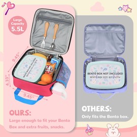 REDSHELL Tactical Lunch Box Kids, Large Insulated Lunch Bag for Girls, Cooler Lunchbag, Square Toddler Lunchbox, School Daycare Lunch Tote Pail with Water Bottle Holder Shoulder Strap, Pink Blue