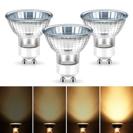 GU10 Halogen 50W Bulbs, 120V Halogen Light Bulb, GU10 Base Replacement for Candle Warmer Lamp Bulb, Warm White GU10+C Dimmable Glass Cover for Spot Track Lighting, Range Hood Lights, 3 Pack
