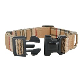 Classic Plaid Design Cotton Dog Collar with Black Quick-release Buckle, Adjustable and Durable Pet Accessory for Small Size