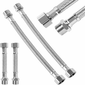 4 x 3/8" Stainless Steel Flexible Connecting Hose Pipe Kink Resistant with Sealing Ring