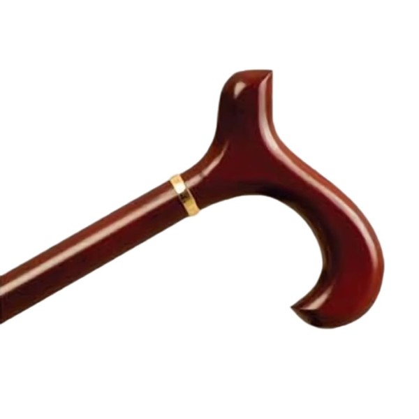 AlexOrthopedic Mobility Support Wood Cane with Derby Handle and Collar - Rosewood Stain