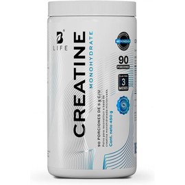 B Life Creatina Monohidratada 450 g en polvo 90 Servicios 5 g por porción Alta Pureza y Mayor Absorción Creatine Monohydrate.