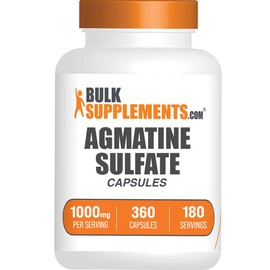 BulkSupplements.com Agmatine Sulfate Capsules - Agmatine Sulfate, Nitric Oxide Supplement - Gluten Free, 2 Capsules per Serving, 360 Count (Pack of 1)