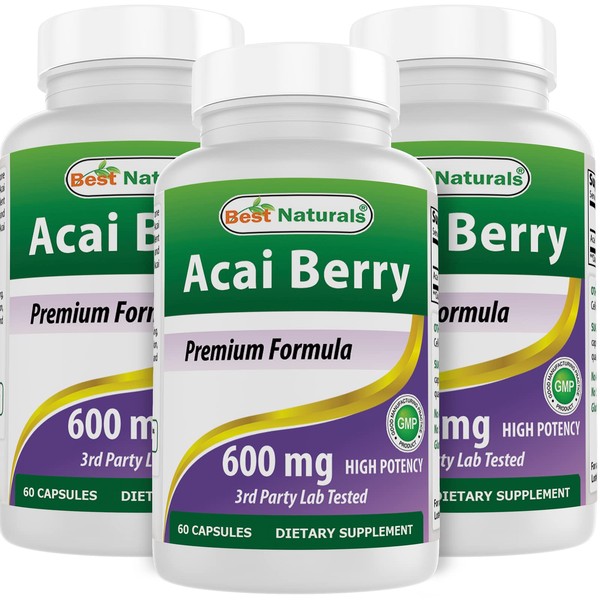 Best Naturals Acai Berry 600 mg 60 Capsules (60 Count (Pack of 3))