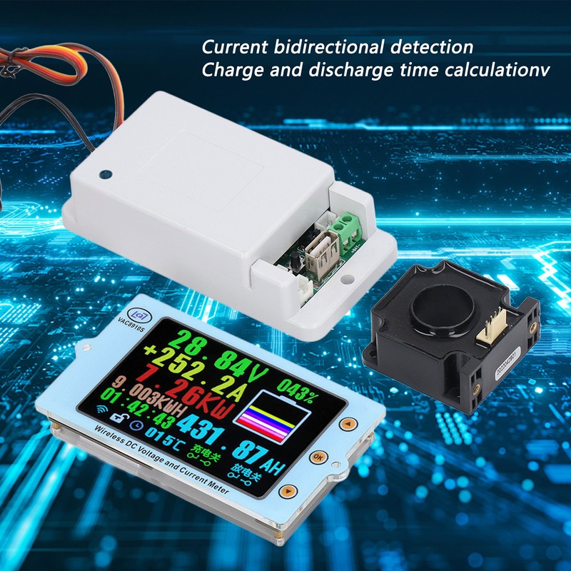 Wireless Voltmeter Coulometer Battery Monitor Temp Power Capacity Meter with