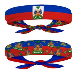 EVERYTHING CROPOVER Haiti Flag Headband for Carnival, Fitness | Mens Womens Tieback Bandana Sweatband Thigh Leg Garter