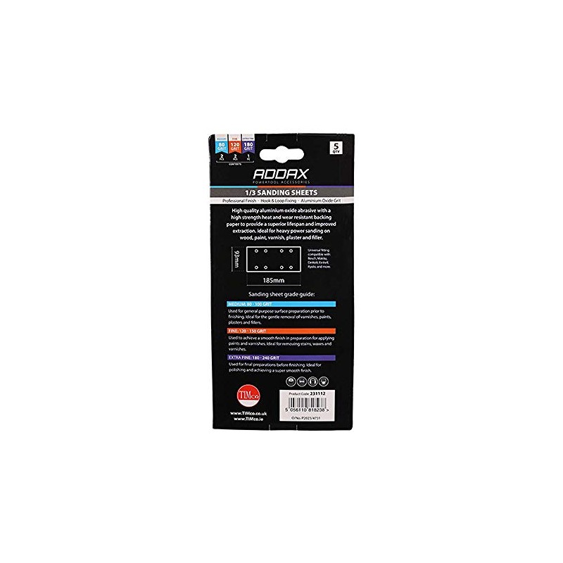 TIMCO 1/3 Sanding Sheets 180 Grit Red Punched - 93