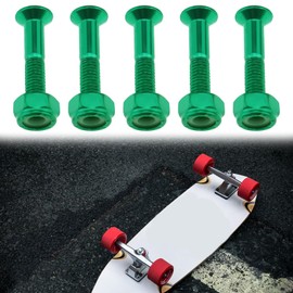 The Lord of the Tools 16 Sets Skateboard Hardware Kit Mounting Screws Hex Head Bolts Nuts with Wrench Accessories for Riser Long Board Truck M5x25mm Green
