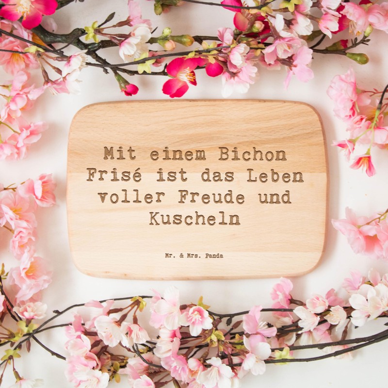 Mr. & Mrs. Panda Breakfast Board Saying Bichon Frise Joy