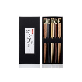 Heim Concept Assorted 5-Pair Basic Style Wooden Chopsticks, 10 x 7 x 1