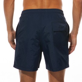 SILKWORLD Bañador para hombre de secado rápido, pantalones cortos de playa con bolsillos, Azul marino, US XXL (Fits Waist 38.5" - 40")
