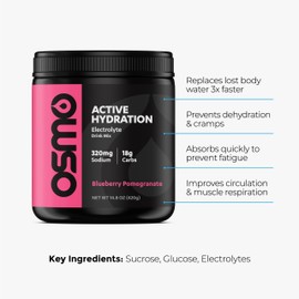Osmo Active Hydration Electrolyte Powder (20 Servings) - Includes Sodium, Magnesium, Potassium, Carbs & Vitamins, Cane Sugar - All Natural Ingredients, 3X Faster Hydration, Boosts Power & Endurance