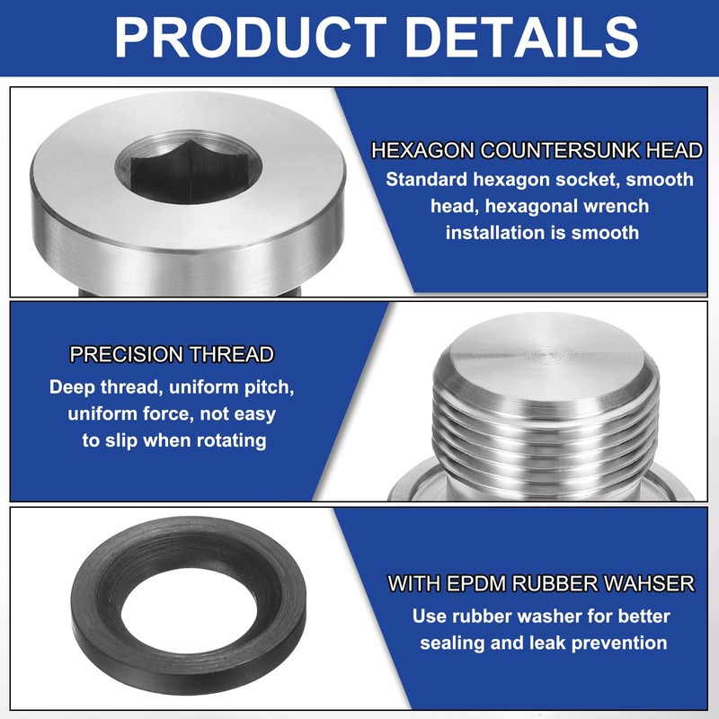PATIKIL M20 x 1.5 Stainless Steel Pipe Plug Metric Male