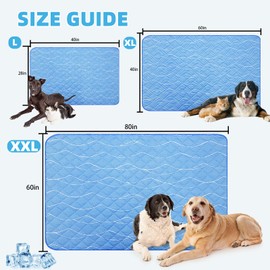 PUPTECK Dog Cooling Mat for Medium Large Dogs, Blanket for Kennels Crate Floor, Pets Cooling Pad, Dog Cat Summer Sleeping Outside, Deep Blue X-Large 40"x60"