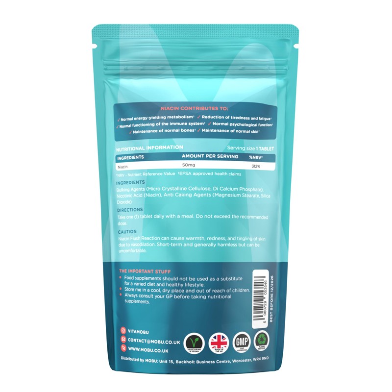 Niacin 50mg 120 Tablets | Vitamin B3 Nicotinic Acid Flush